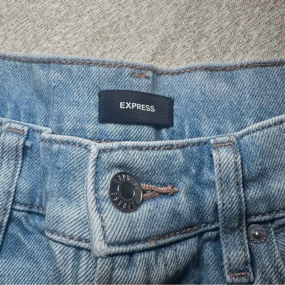 Express Light Blue Jean Mom Shorts - Picture 3 of 5